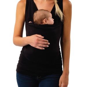 Lalabu Black Sleeveless Front Pouch Baby Wearing Soothe Shirt Medium
